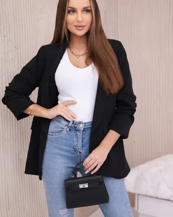 Sacou elegant negru cu maneci dr...