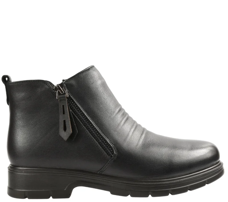 Ghete casual, dama, FORMAZIONE, 76-76 negru, piele naturala
