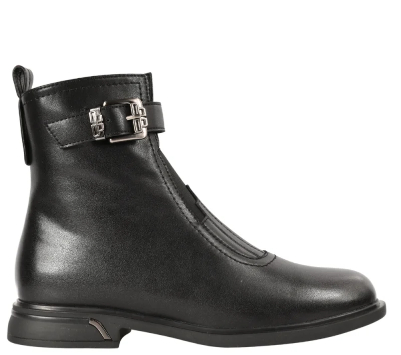 Ghete elegante, dama, PASS COLLECTION, DL70034A negru, piele naturala, toc