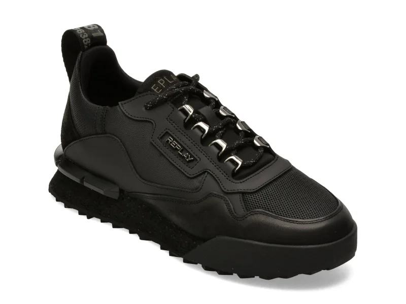 Pantofi sport REPLAY negri, MS1P2VL, din material textil si piele naturala