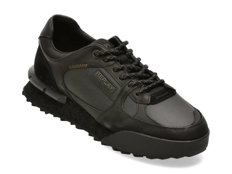 Pantofi sport REPLAY negri, MS1P2WL, din piele naturala