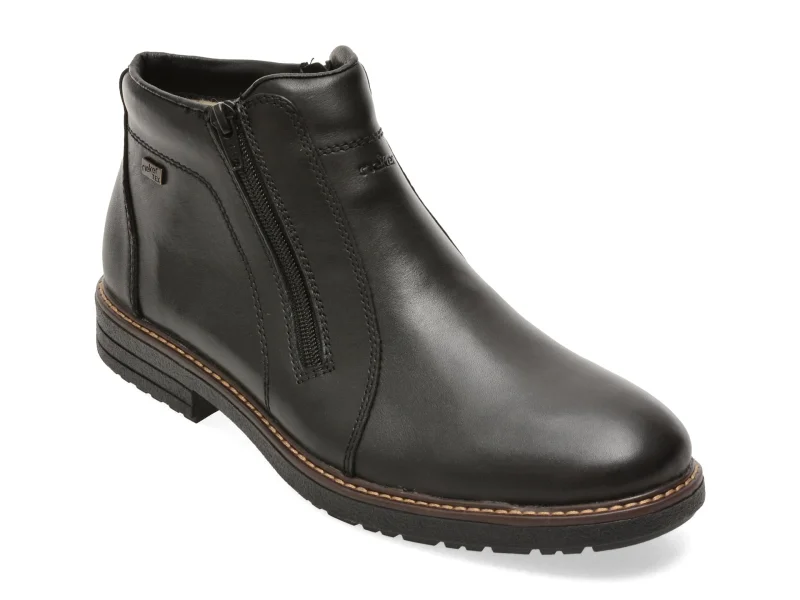 Ghete RIEKER negre, 33160, din piele naturala