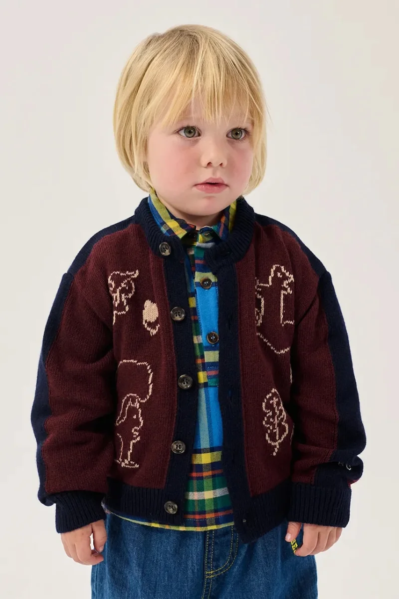 Bobo Choses  cardigan pentru copii cu amestec de lână Forest