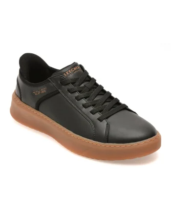 Pantofi sport SKECHERS negri, COURT BREAK, din piele ecologica