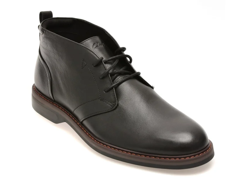 Ghete elegante CLARKS negre, ALDWIN 2 CHUKKA, din piele naturala