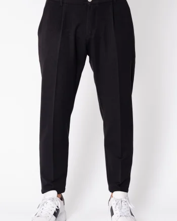 Pantaloni lungi cu elastic si nasture Black I