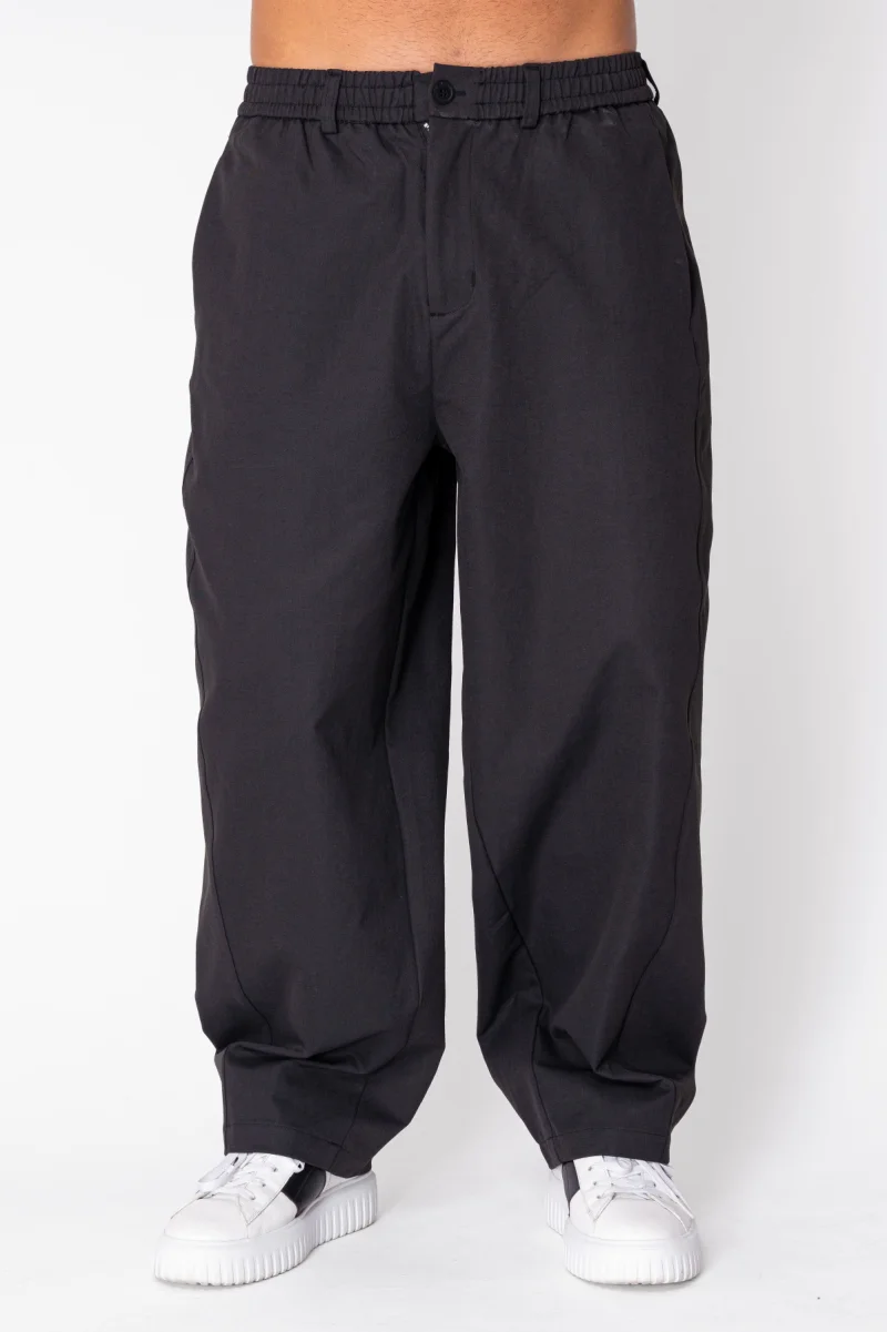 Pantaloni lungi Oversized cu nasture Black