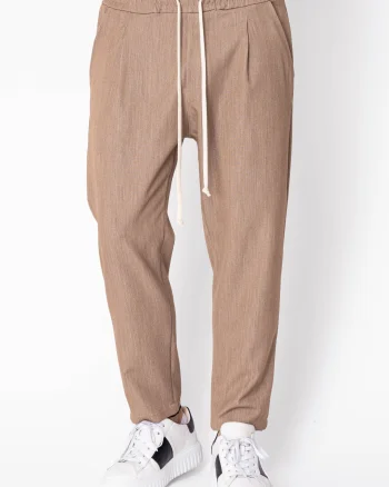 Pantaloni lungi cu pense si buzunar spate Beige