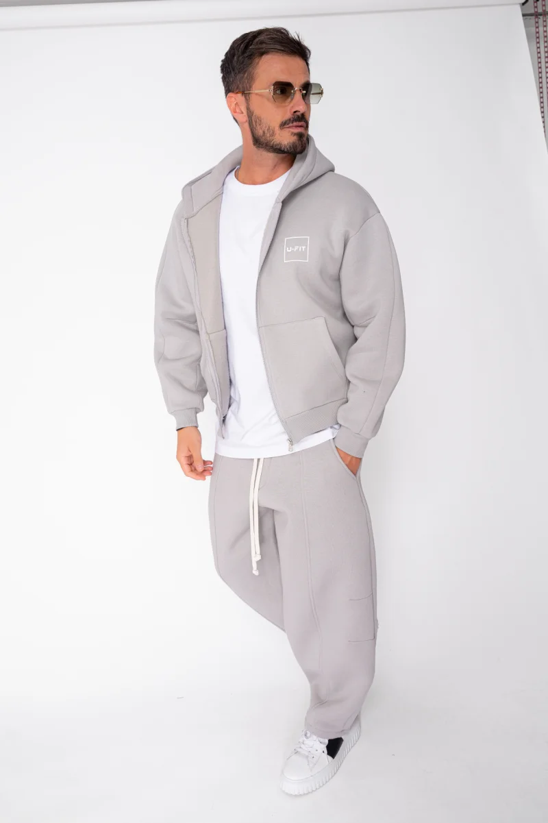 Set Urban Winter hanorac cu fermoar si pantalon Balloon Grey