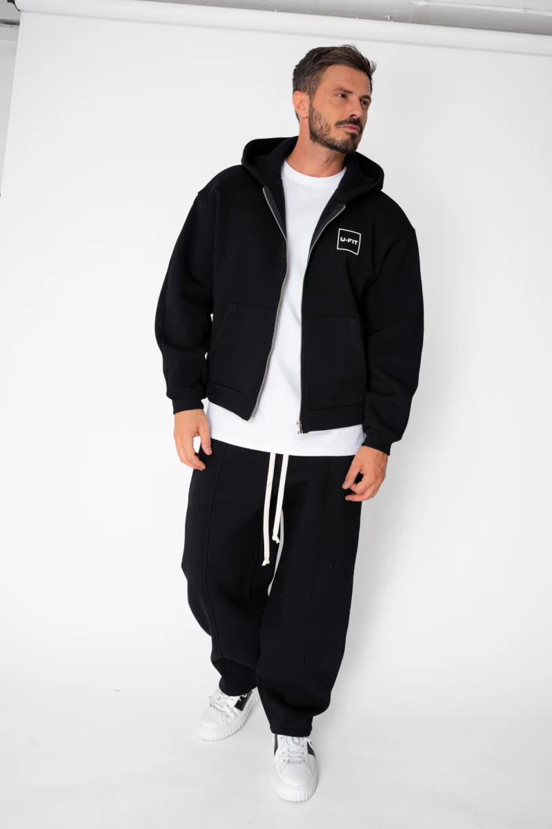 Set Urban Winter hanorac cu fermoar si pantalon Balloon Black