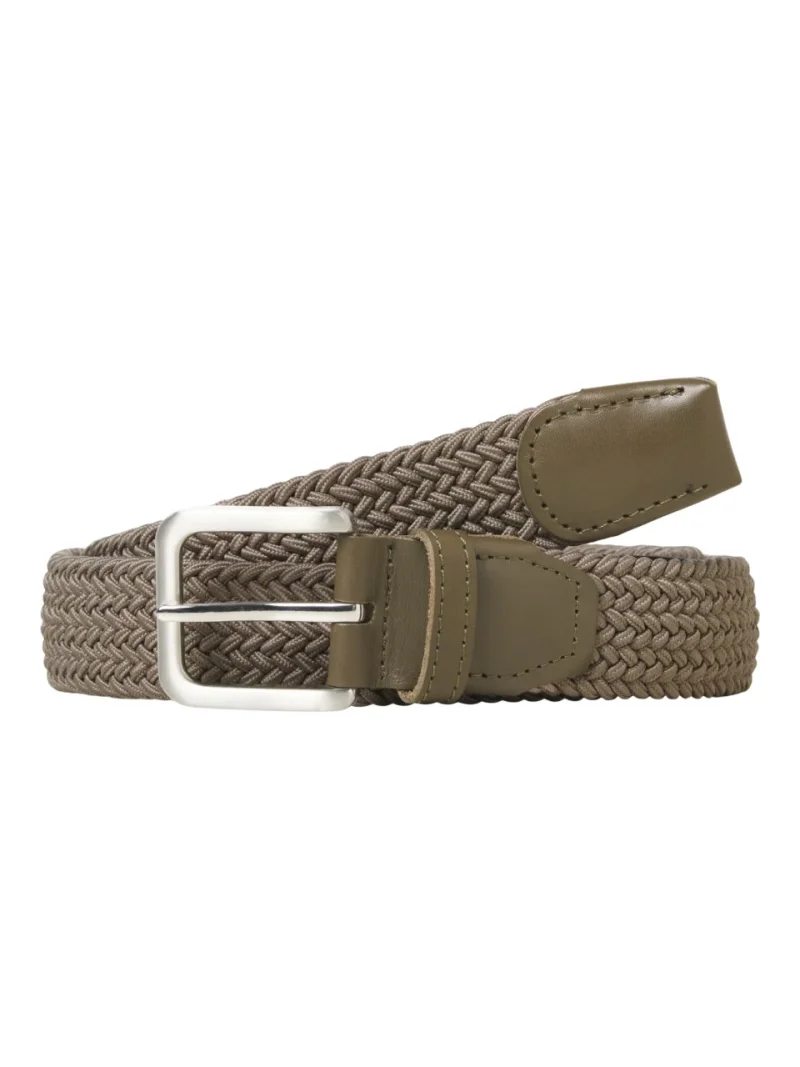 Jack & Jones Curea impletita, barbati, catarama cu stift, Olive (SELECTATI MARIMEA: 90 cm)