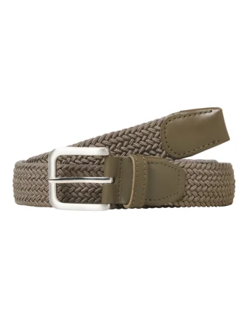 Jack & Jones Curea impletita, barbati, catarama cu stift, Olive (SELECTATI MARIMEA: 90 cm)
