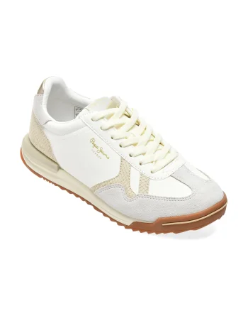 Pantofi sport PEPE JEANS albi, LS60089, din piele ecologica