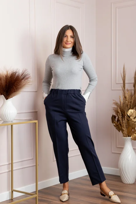 Pantaloni dama bleumarin cu talie elastica Marceline