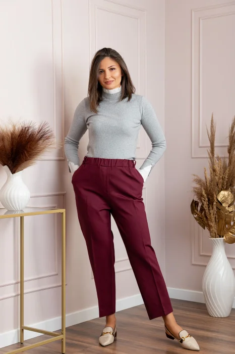 Pantaloni dama grena cu talie elastica Marceline