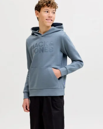 Jack & Jones Hanorac baieti, Regular Fit cu buzunar tip marsupiu si imprimeu cu logo, Albastru (SELECTATI MARIMEA: 128 cm)