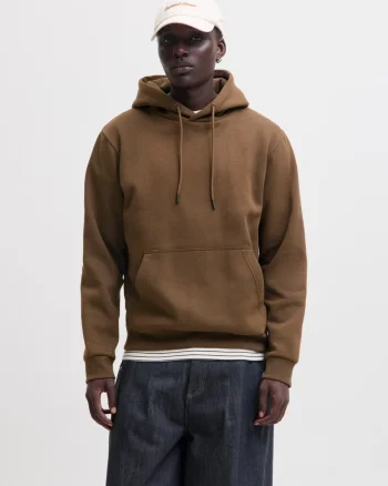 Jack & Jones Hanorac barbati, cu buzunar tip marsupiu, Relaxed Fit, JJEBRADLEY, Maro (SELECTATI MARIMEA: S)