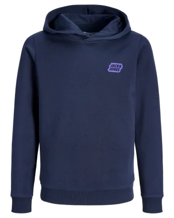 Jack & Jones Hanorac baieti cu gluga fara fermoar, Regular Fit, JJAMI, Bleumarin inchis (SELECTATI MARIMEA: 152 cm)