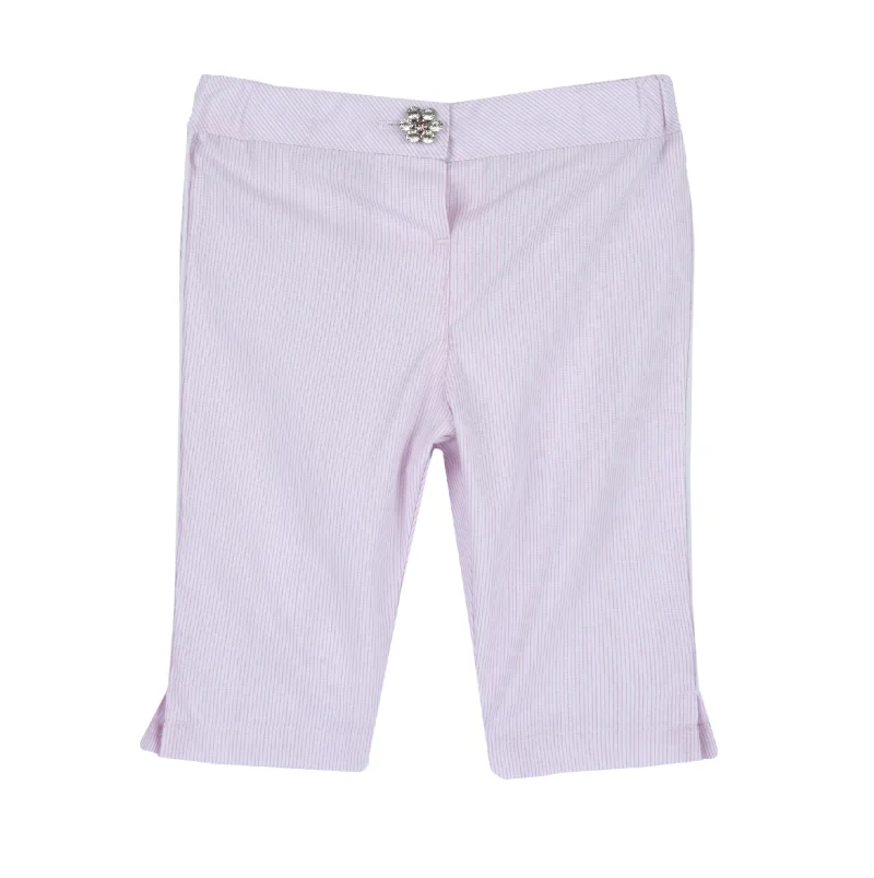 Pantaloni copii Chicco din poplin, alb cu roz, 08824-64MFCO