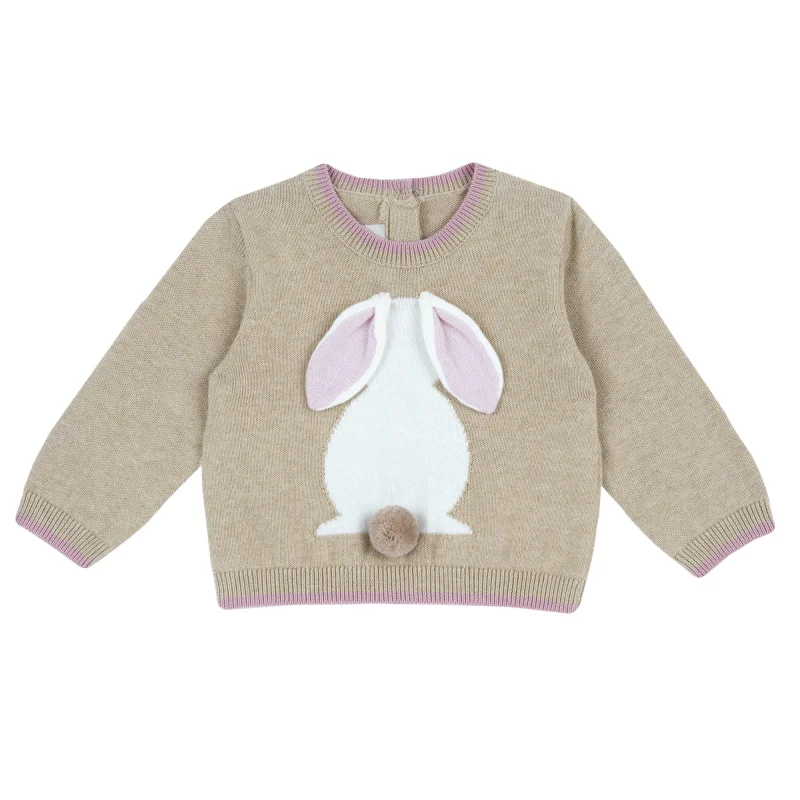 Pulover copii Chicco tricotat, bej cu model, 69703-65MFCO