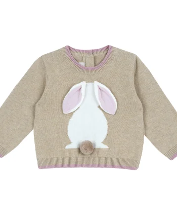 Pulover copii Chicco tricotat, bej cu model, 69703-65MFCO