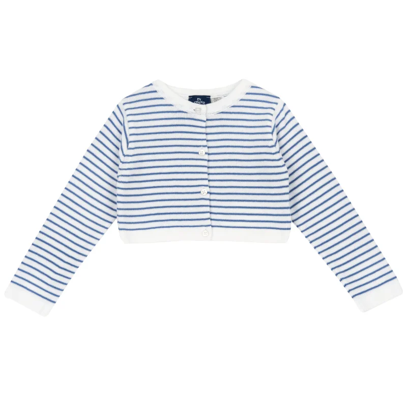 Cardigan copii Chicco tricotat, Alb Cu Bleu, 05507-66MC