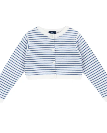 Cardigan copii Chicco tricotat, Alb Cu Bleu, 05507-66MC