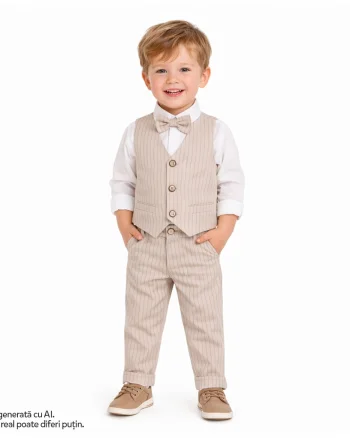 Pantaloni copii Chicco, Maro cu alb, 01374-70MC