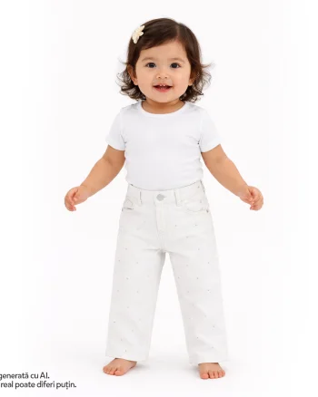 Pantaloni copii Chicco, Alb, 01240-70MC