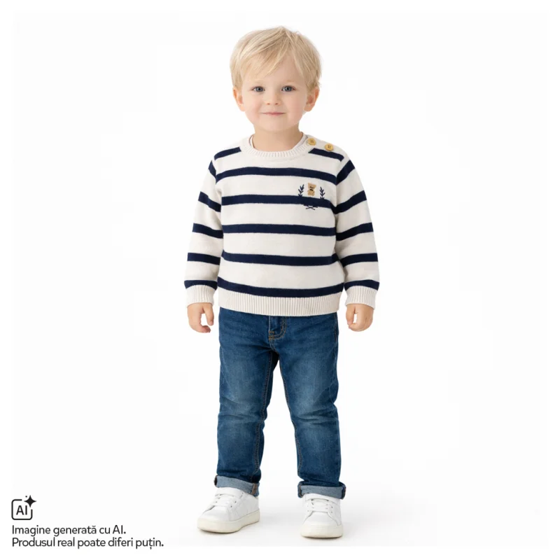 Pulover copii Chicco tricotat, Bej cu model, 01703-70MFCO