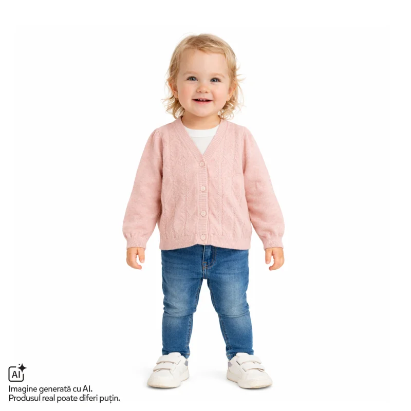 Cardigan copii Chicco tricotat, Roz, 01573-70MC