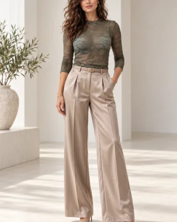 Bluza dama din dantela eleganta ,   bluza transparenta chic kaki