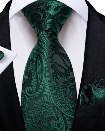 Set cravata verde + batista + butoni - matase -- model 896