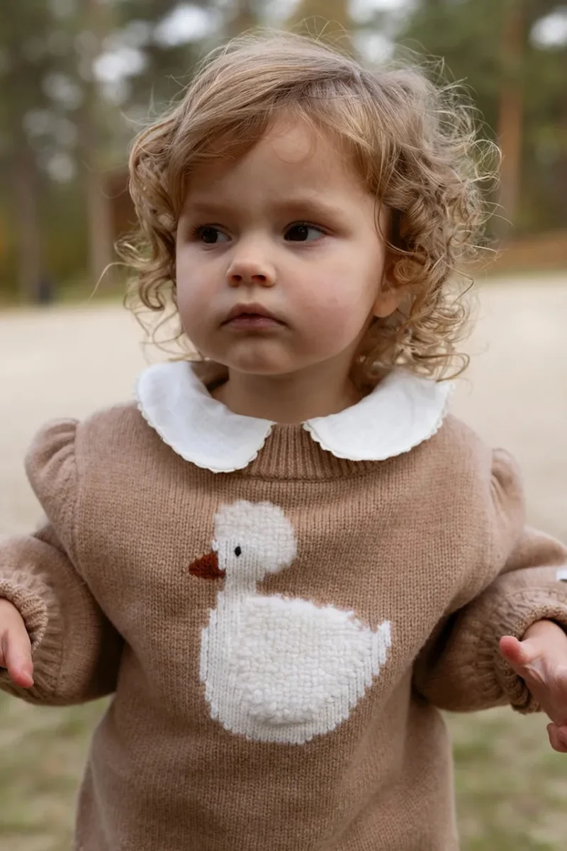 Donsje  pulover pentru copii din lână merino Denna Merino Wool Sweater  Duck