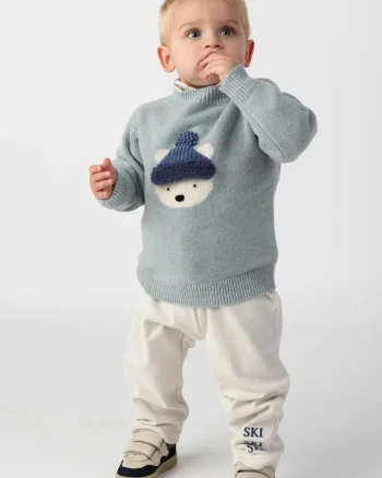 Donsje  pulover pentru copii din lână merino Denn Merino Wool Sweater Polar Bear