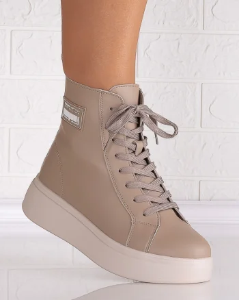 Ghete dama Imblanite Khaki din Piele Naturala Levela