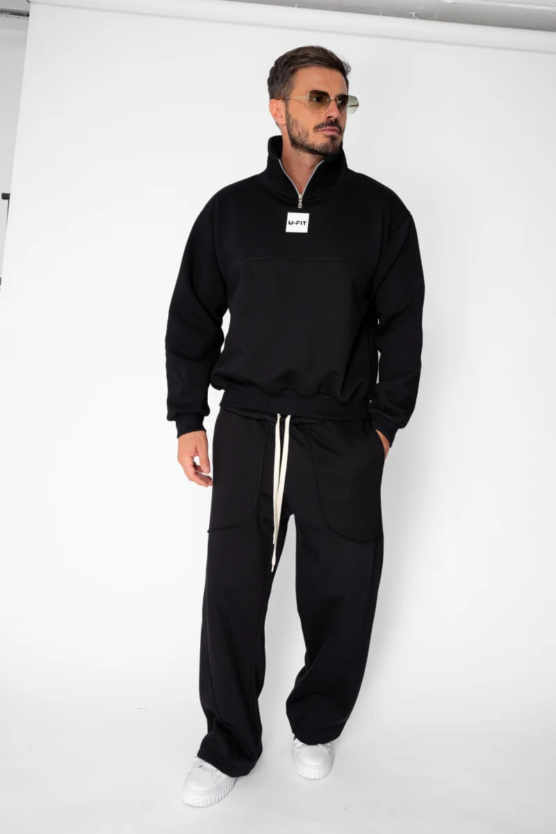 Set Winter bluza cu fermoar la guler si pantalon Balloon Black