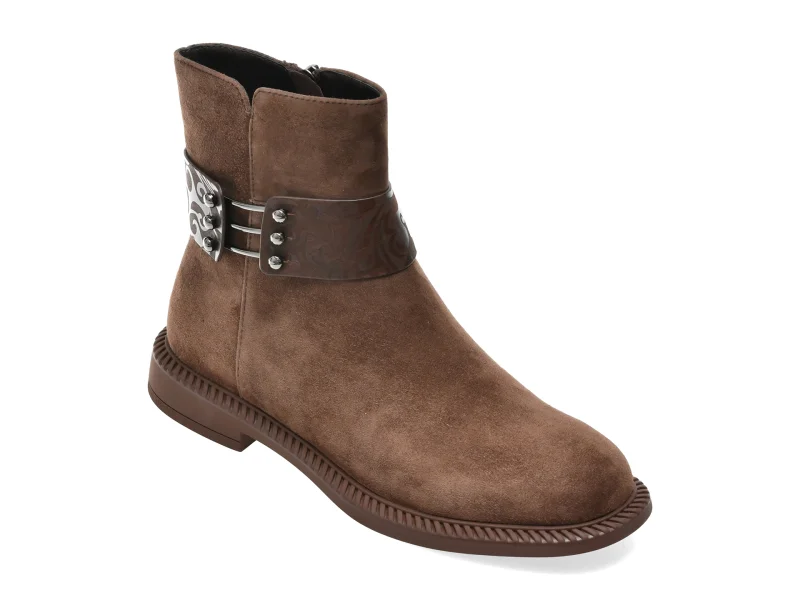 Ghete EPICA maro, 5R450, din piele intoarsa