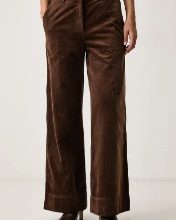 BOSS Orange  pantaloni pentru femei din catifea reiată C_Tacodi2-D
