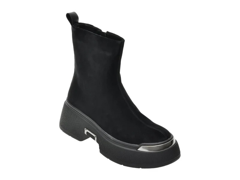 Ghete FLAVIA PASSINI negre, TD206, din piele intoarsa