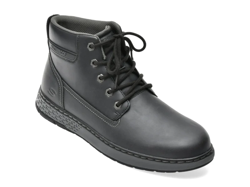 Ghete SKECHERS negre, 205235, din piele ecologica