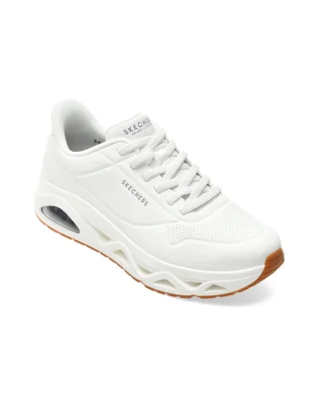 Pantofi sport SKECHERS albi, 183420, din piele ecologica