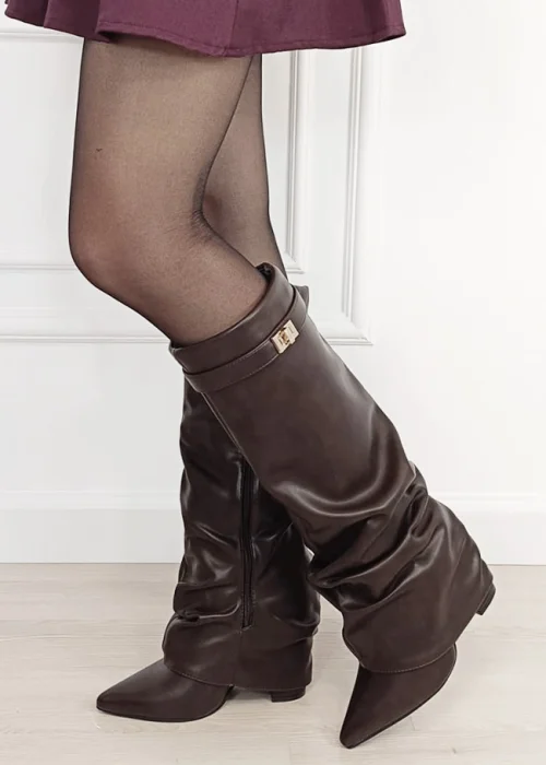 Cizme lungi maro cu toc 7665A 117