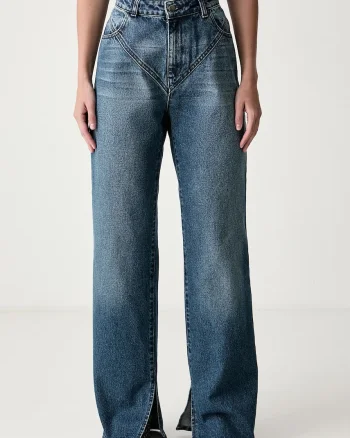 Le Privé  blugi straight pentru femei DEMI JEANS BLEU