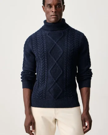 Hackett London  pulover cu guler înalt pentru bărbați cu lână merino