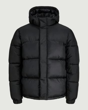 Jack & Jones Geaca barbati, UNION PUFFER, cu gluga detasabila, Negru (SELECTATI MARIMEA: 2XL)