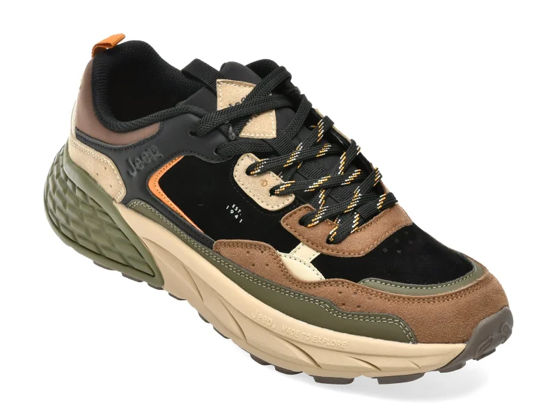 Pantofi sport JEEP negri, 62080, din piele naturala