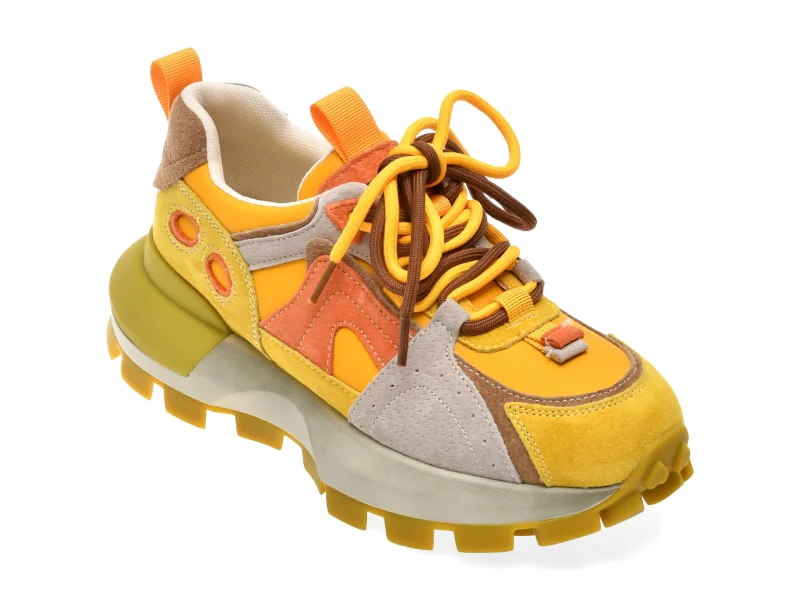 Pantofi sport GRYXX galbeni, 8068, din piele ecologica