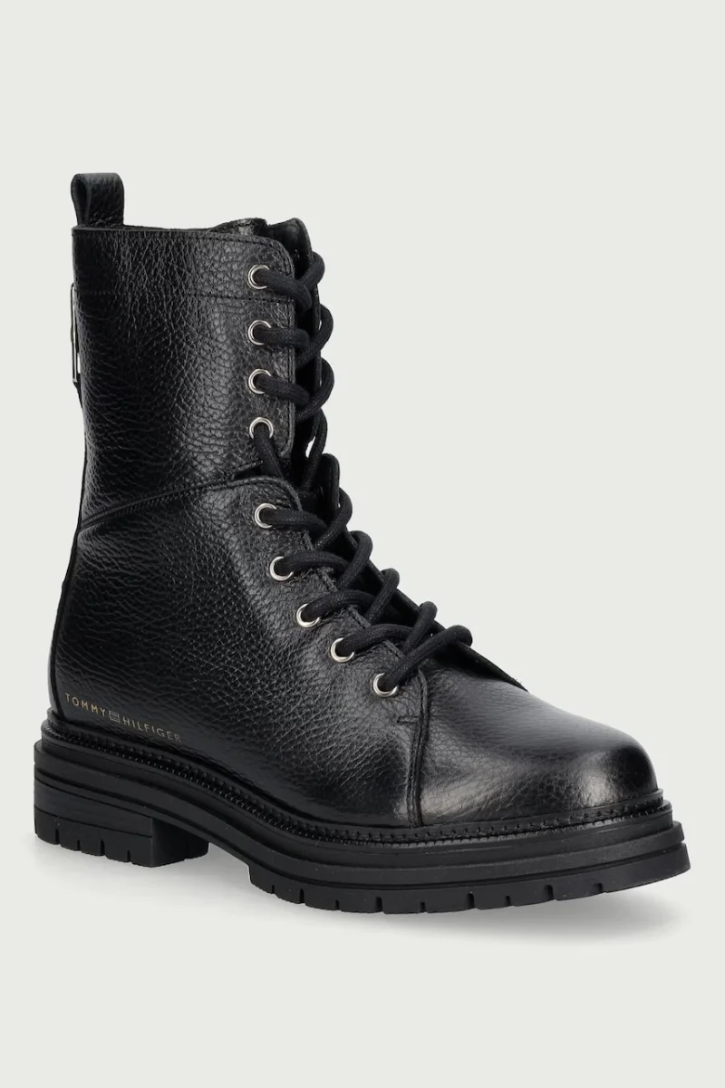 Tommy Hilfiger  bocanci pentru femei din piele TH EMBOSS GRAIN LEATHER BOOT