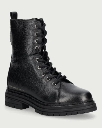 Tommy Hilfiger  bocanci pentru femei din piele TH EMBOSS GRAIN LEATHER BOOT